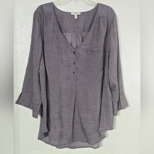 Como Blu Women's 1X Polka Dot Blouse Top Lavender Purple Business Casual NWT